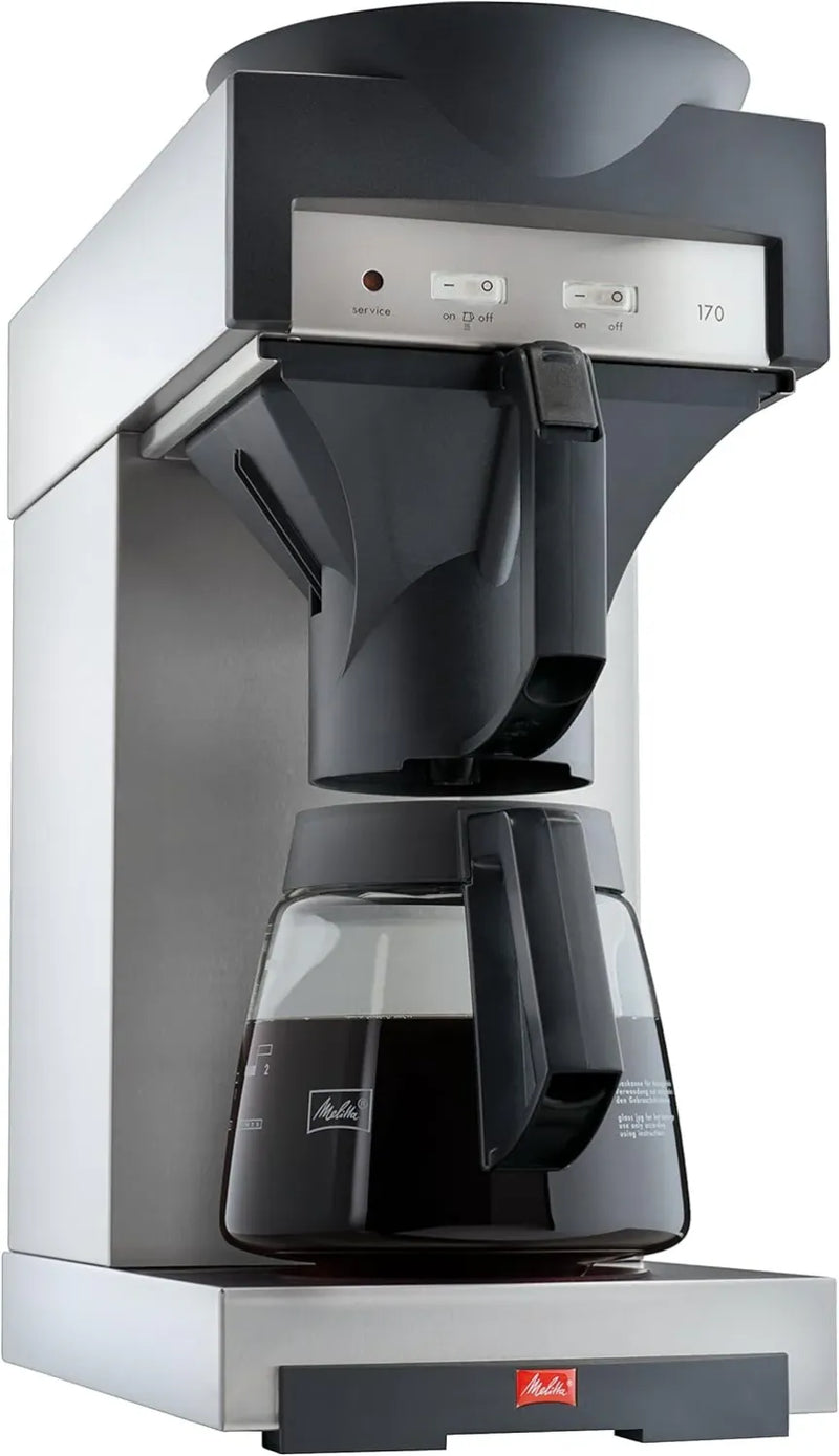 Melitta 20348 Cafetière filtre avec verseuse en verre – Inox/noir
