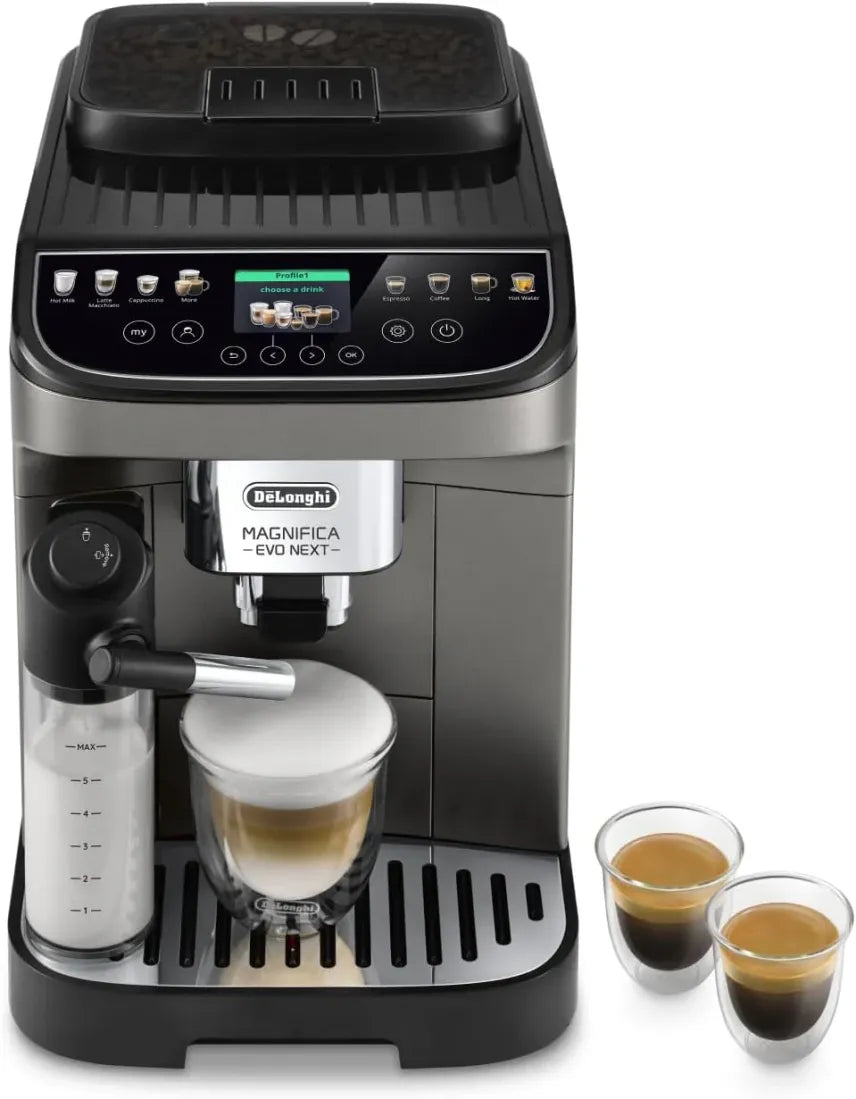 De'Longhi Magnifica Evo ECAM 292.81.B Machine à café automatique – Système LatteCrema, 7 touches directes pour cappuccino, espresso et autres boissons, fonction 2 tasses, noir