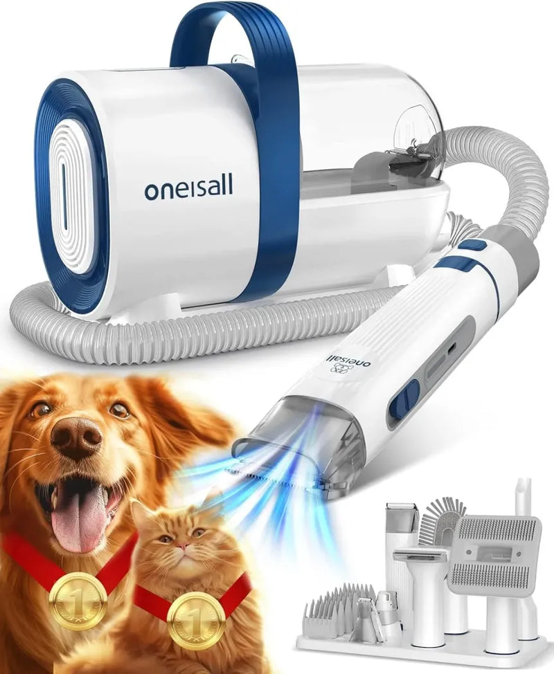 oneisall Tondeuse pour chien avec aspirateur – Aspiration 12 000 Pa jusqu’à 99,99 % des poils, silencieuse, 7 accessoires de toilettage 1