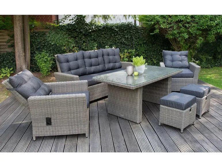 Ensemble repas de jardin haut de gamme en aluminium « Asti », 6 pièces