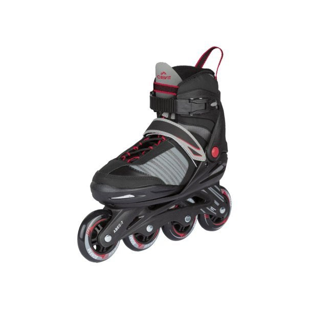 CRIVIT Rollers en ligne avec réglage breveté de la largeur et de la longueur (noir/rouge) – Article de second choix, très bon état