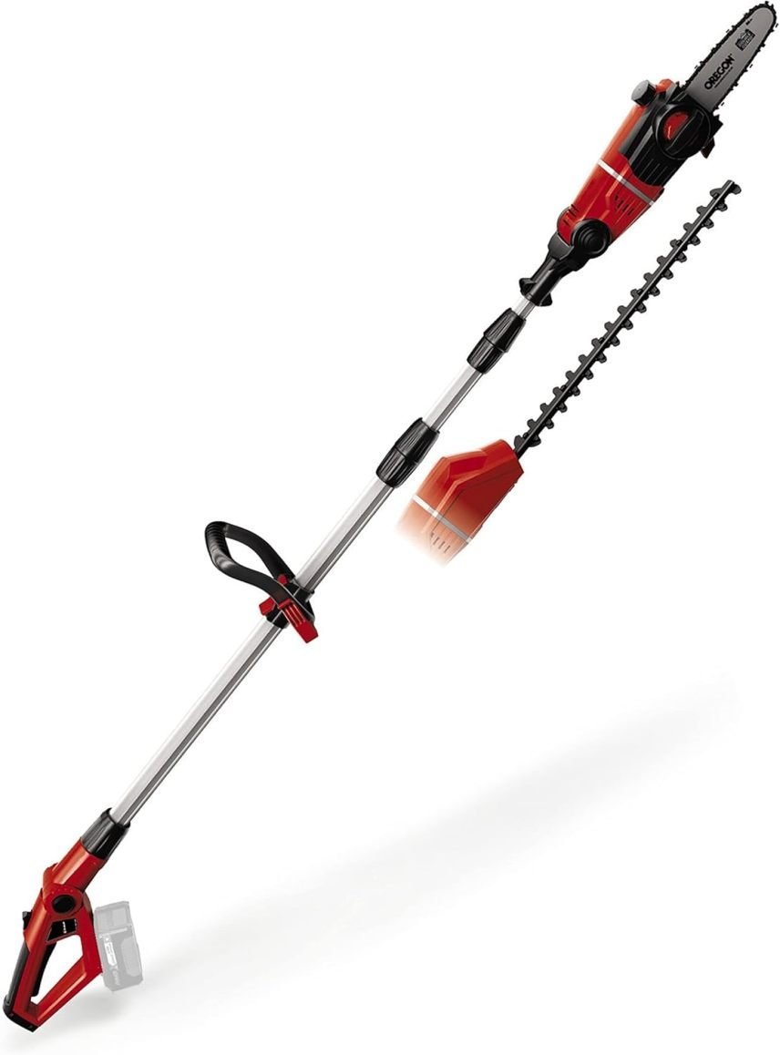 Einhell GE-HC 18 Li T-Solo Outil multifonction sans fil 2-en-1 – Taille-haies et élagueuse avec guide Oregon, sans batterie ni chargeur