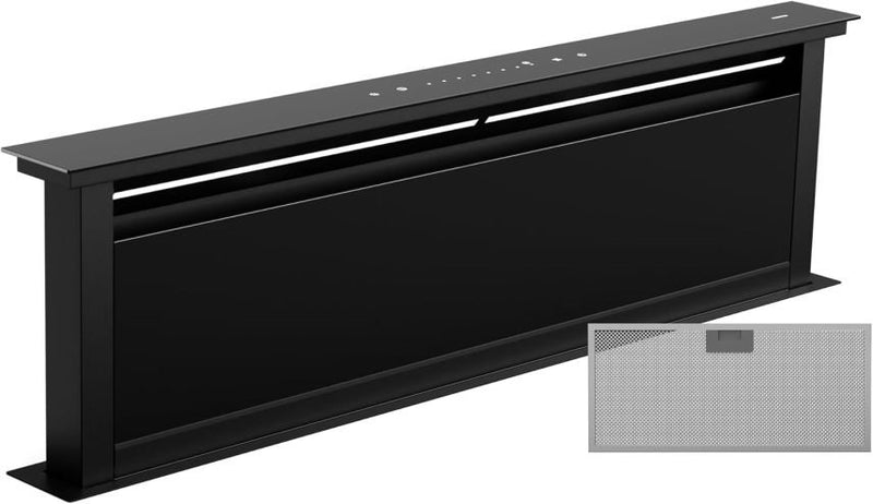 Klarstein Hotte aspirante escamotable Downdraft 60 cm – Silencieuse avec filtre, fonctionnement recyclage ou évacuation