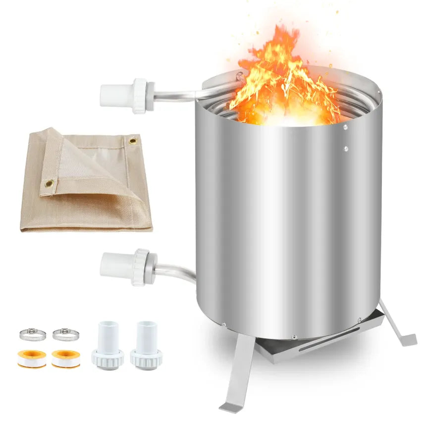 Sonnewelt Chauffage de piscine avec brasero et serpentin en acier inoxydable