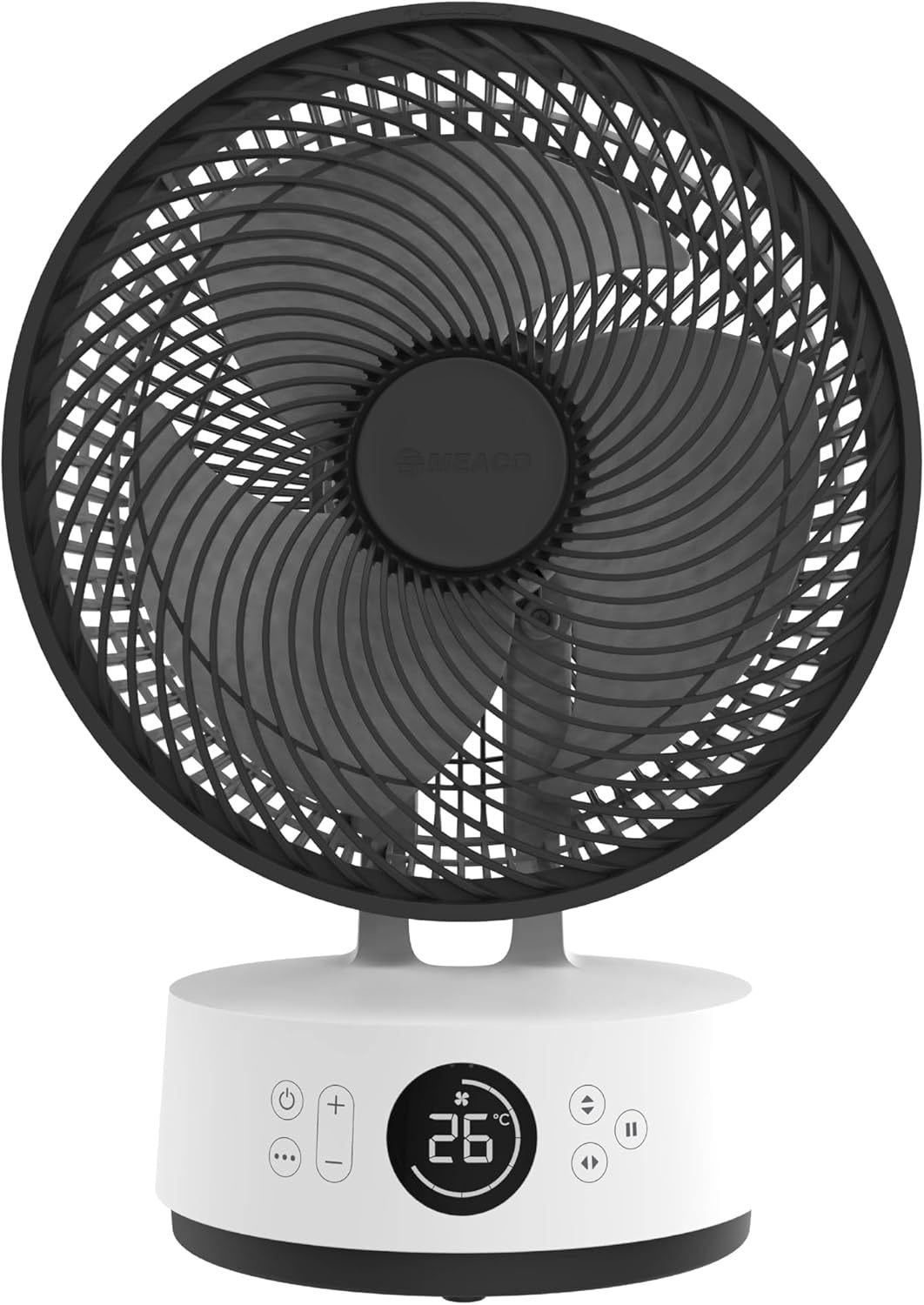 MEACO MeacoFan Sefte Ventilateur de table – 12 vitesses, oscillation horizontale/verticale, 3 amplitudes, ultra-silencieux, télécommande, noir