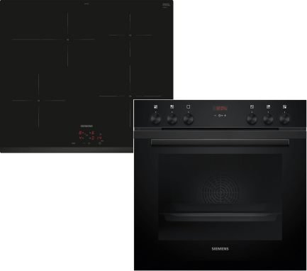 Siemens EQ522IA01 Ensemble four encastrable – Four HE517GBS4 60 × 60 cm, chaleur tournante 3D, autonettoyage + plaque induction EI645CFB6E