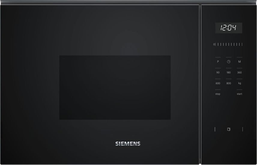 Siemens BF525LMB1 iQ500 Micro-ondes encastrable 59 × 38 cm – 800 W, 20 L, plateau 25,5 cm, touchControl, aide au nettoyage hydrolytique, 7 programmes auto, noir
