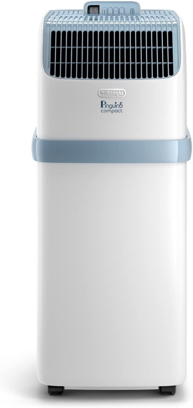 De'Longhi Pinguino PAC EM82 Climatiseur mobile – Jusqu’à 80 m³, 9400 BTU, 2,4 kW, 63 dB, déshumidification, classe A, minuterie 24 h, blanc