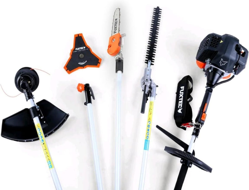 FUXTEC Débroussailleuse thermique FX-MT252ER Multitool 5-en-1 – 52 cm³, harnais, rallonge 1 m, 3 ch, taille-haies, élagueuse réglable, coupe-bordures, moteur 2 temps