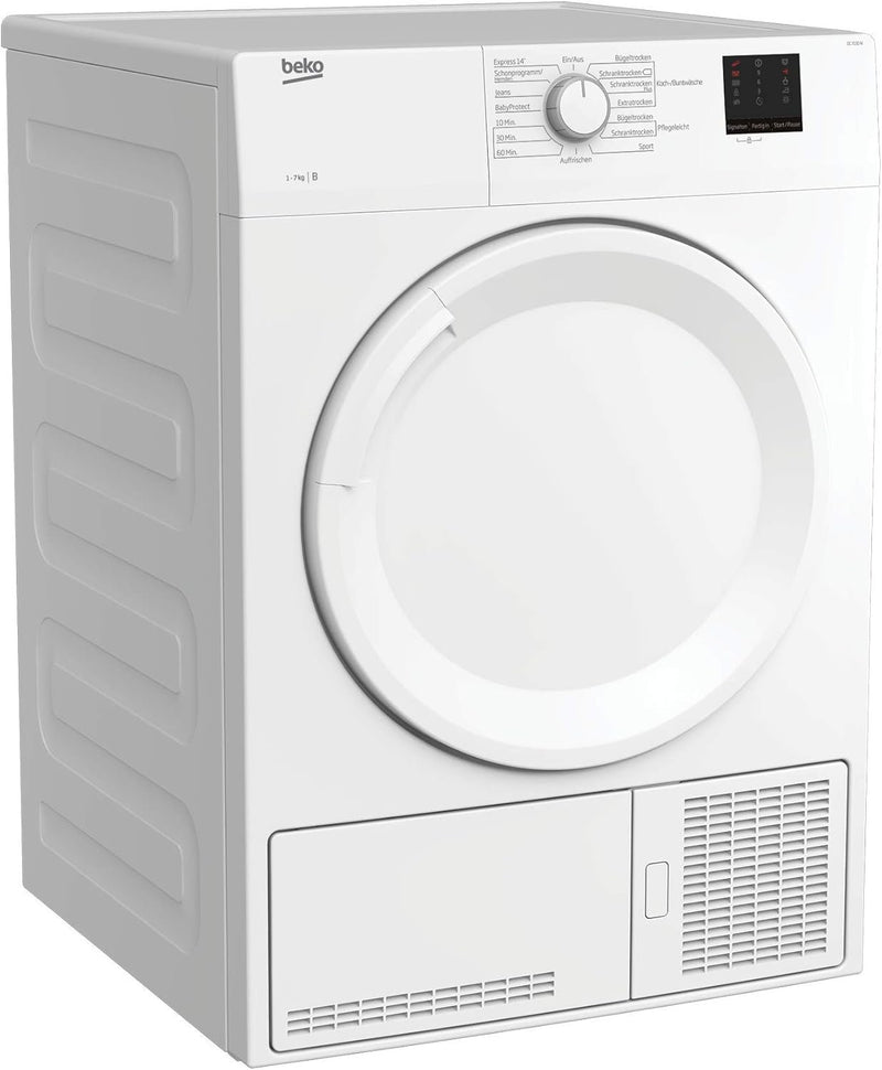Beko DC 7130 N b100 Sèche-linge à condensation 7 kg – Mesure électronique de l’humidité, anti-froissage auto, tambour AquaWave, 15 programmes, Express