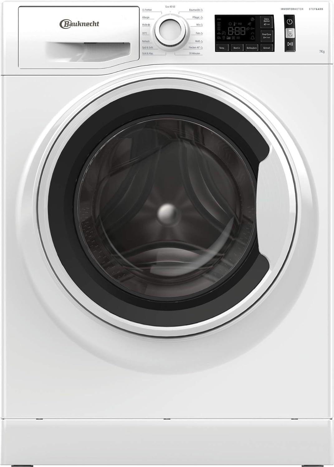 Bauknecht W Active 711 B Lave-linge frontal 7 kg, 1400 tr/min – Détachage puissant, programmes vapeur, Steam Hygiene antivirus, Steam Refresh, Stop&Add, moteur Dynamic Inverter