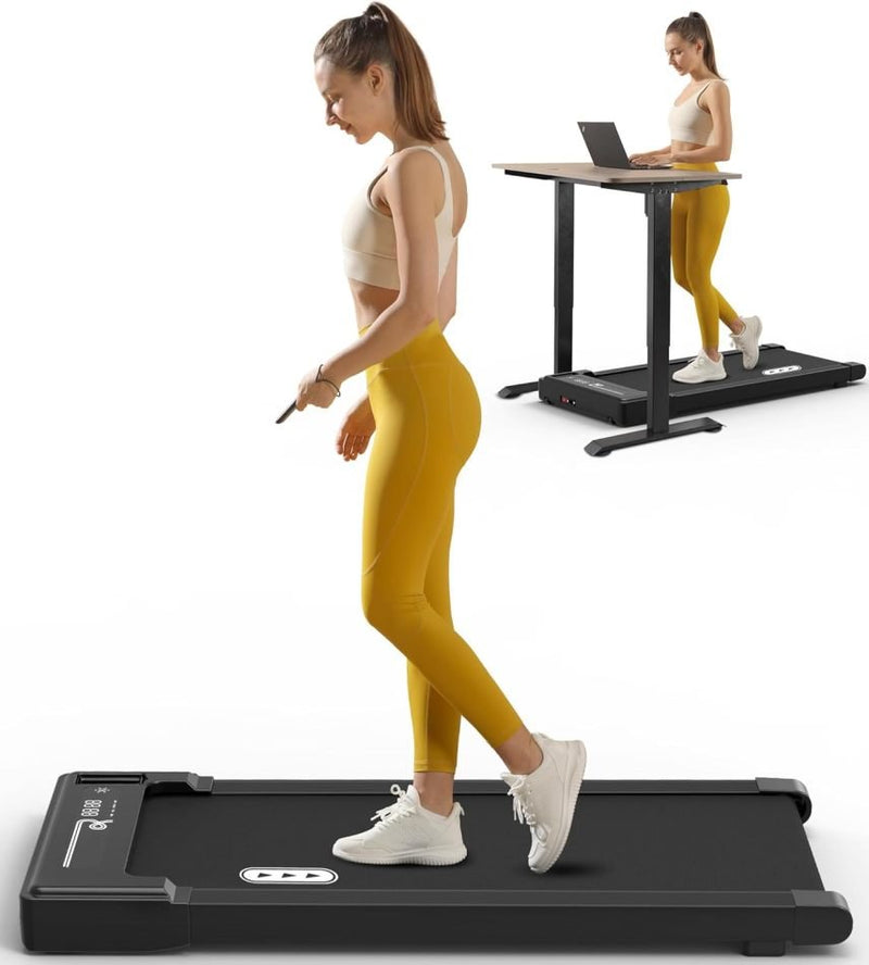 Redliro Walking Pad Tapis de marche compact – Télécommande, écran LED, 1–6 km/h, léger, pour maison/bureau et bureau debout
