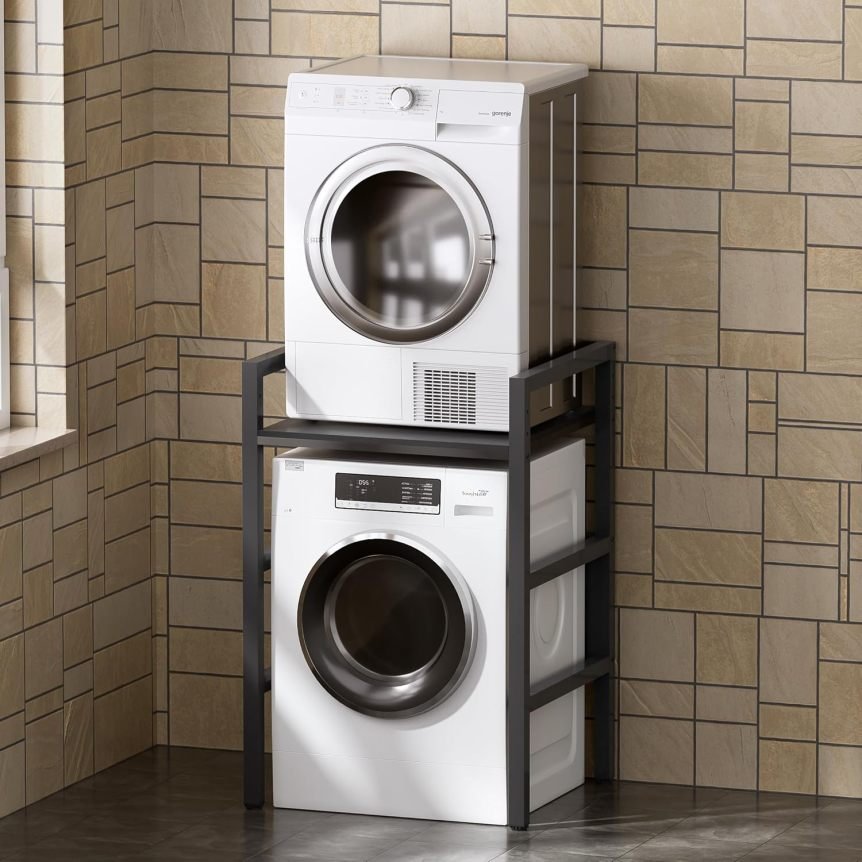 MSFE Étagère au-dessus du lave-linge – Support réglable en hauteur pour sèche-linge, capacité 350 kg