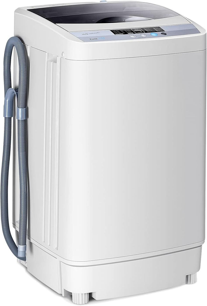 RELAX4LIFE Lave-linge automatique 4,5 kg – Pompe, essorage, chargement top, écran LED, 10 programmes, 310/240 W, 50 × 50 × 85 cm, gris