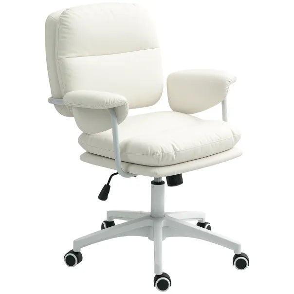 HOMCOM Fauteuil de bureau inclinable avec repose-pieds – Blanc