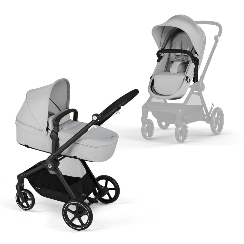 CYBEX Gold Poussette EOS Lux 2-en-1 avec siège-auto Aton B2 i-Size et adaptateurs, système de voyage, de la naissance à 22 kg (env. 4 ans), Moon