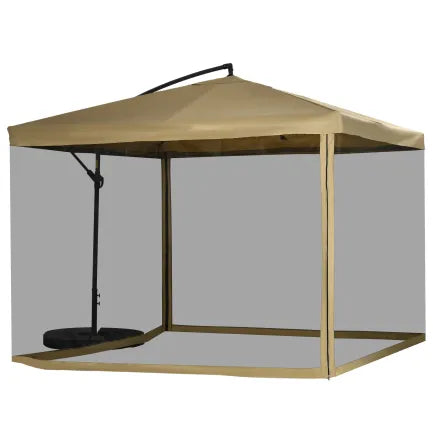 Outsunny Parasol déporté avec moustiquaire et manivelle