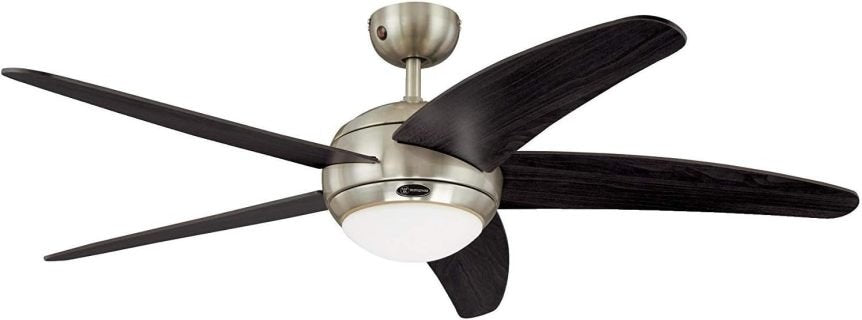 Ventilateur de plafond Bendan 72220 Ø 132 cm – Lampe intégrée, 5 pales, chrome satiné et verre opale