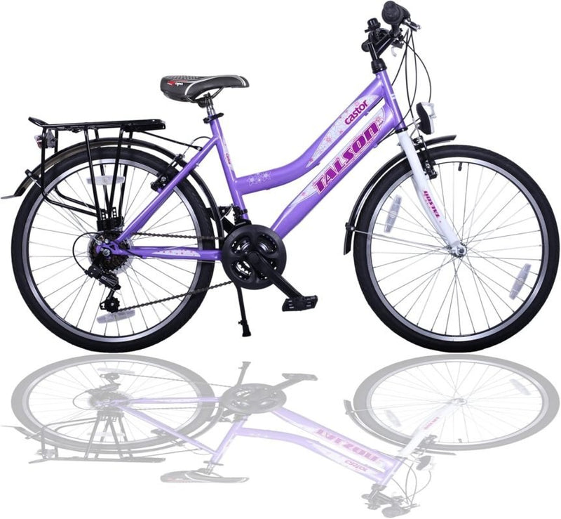 Talson Vélo enfant 24″ – 21 vitesses, violet/blanc