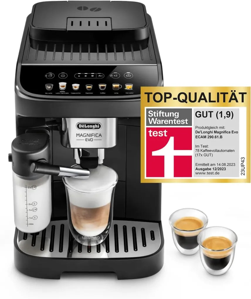 De'Longhi Magnifica Evo Next ECAM312.80.TB Machine à café automatique avec 13 boissons (cappuccino, espresso, latte macchiato), écran couleur TFT 2,4 pouces