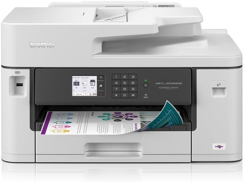 Brother MFC-J5345DW Imprimante multifonction jet d’encre couleur 4-en-1 – Bac 250 feuilles, impression, scan, copie et fax, blanc
