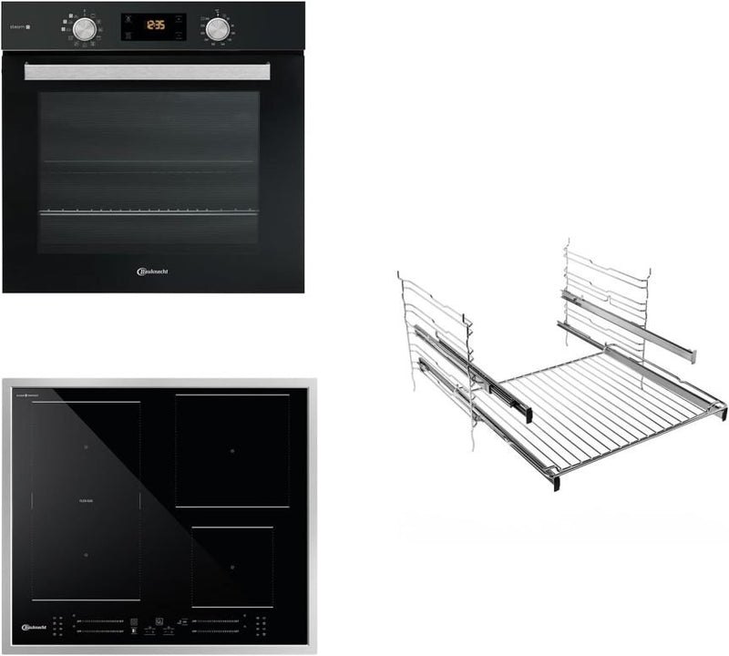 Bauknecht BAKO 566 IND Ensemble four + plaque à induction 60 cm – Chaleur tournante, Gentle Steam, Maxi Cooking, My Menu, Booster, rails sur 2 niveaux, inox 1