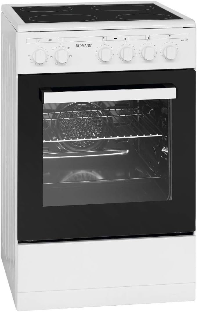 Bomann® Cuisinière électrique pose libre 50 cm EHC 7939 – 4 plaques, four 43 L, chaleur voûte/sole, 40-240 °C, plaque et grille incluses