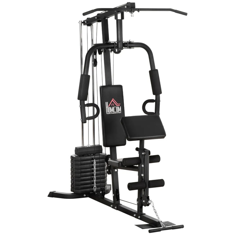 HOMCOM Station de musculation réglable – Tirage vertical et butterfly