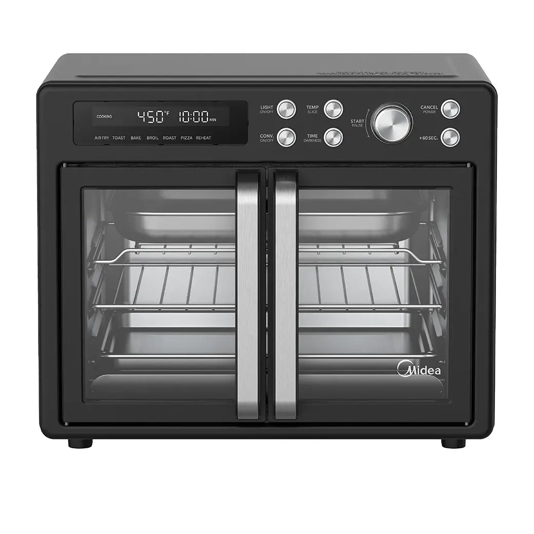 Midea Flexify™ French Door Airfryer Four – Friteuse sans huile multifonction à double porte, 10-en-1, grande capacité, noire