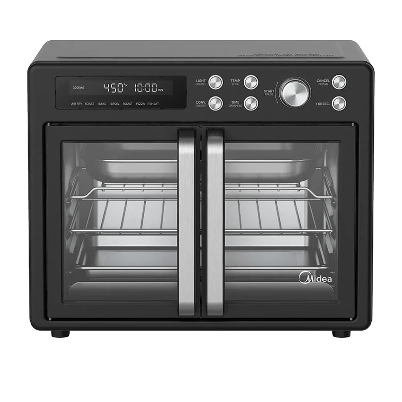Midea Flexify™ French Door Airfryer Four – Friteuse sans huile multifonction à double porte, 10-en-1, grande capacité, noire