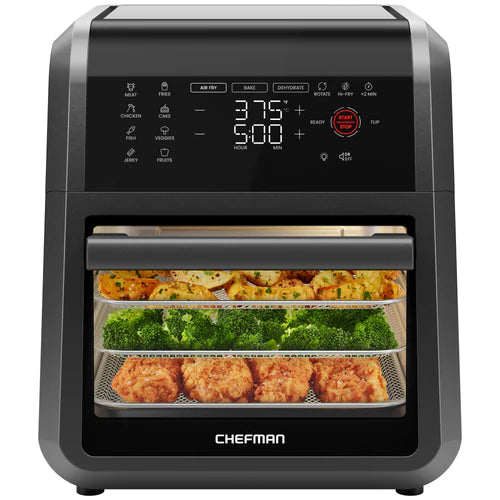 Chefman Four Airfryer multifonction 6-en-1, 12 qt – Grande capacité, cuisson avec peu d’huile, noir
