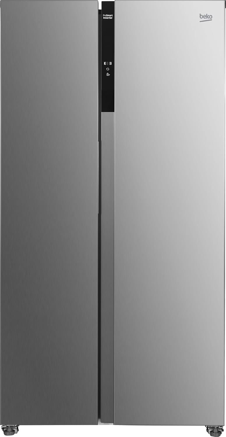 Beko GNO5322WDXPN Réfrigérateur américain Side-by-Side 532 L – 347 L réfrigérateur, 185 L congélateur, écran multifonction, NoFrost, distributeur d’eau, inox 1
