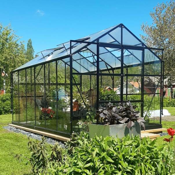 Metalcraft Serre 9,6 m² avec verre de sécurité 4 mm – Noir