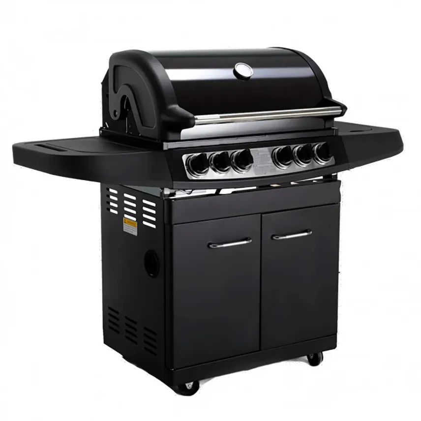 KOBE STYLE PLATINUM BLACK EDITION Barbecue à gaz 4 brûleurs avec réchaud latéral, 145 × 61 × 116 cm