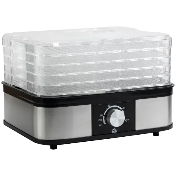 HOMCOM Déshydrateur alimentaire inox 5 étages – Température réglable