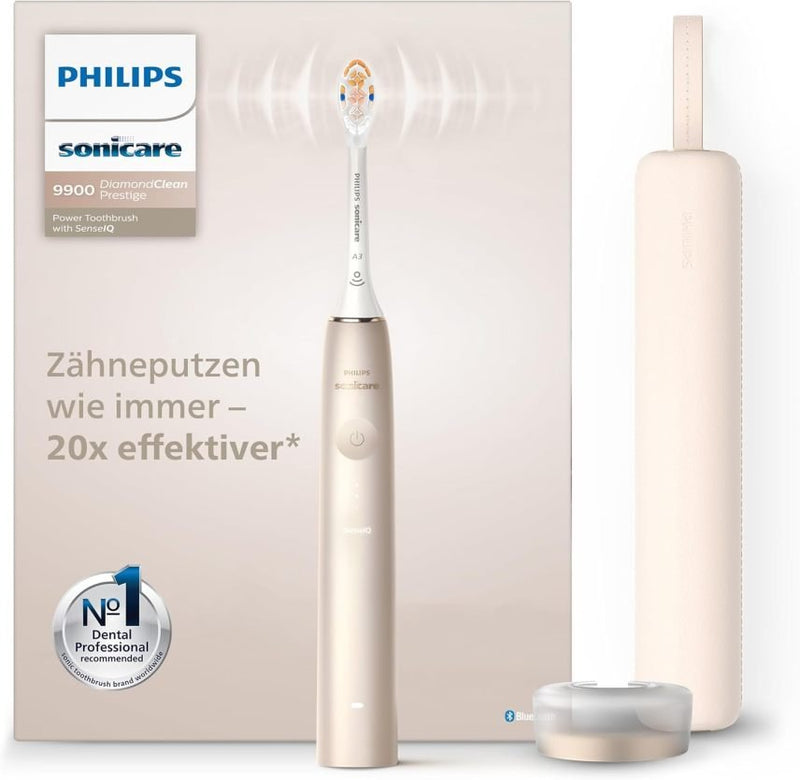 Philips Sonicare DiamondClean Prestige 9900 Brosse à dents électrique avec SenseIQ, tête A3 Premium All-in-One et étui de charge, bleu nuit (HX9992/12)
