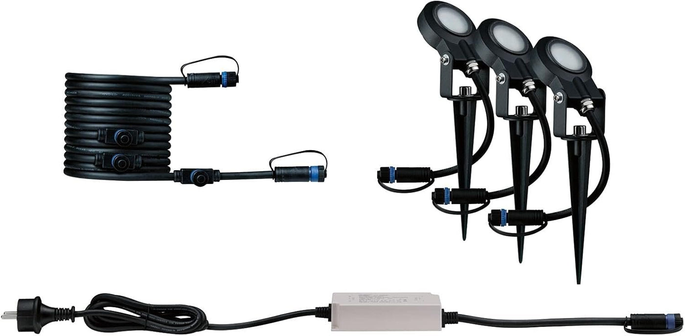 Paulmann 93696 Outdoor Plug & Shine – Kit de base 3 spots Sting IP67, 3000 K, 3 × 6 W 1