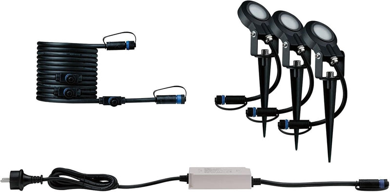 Paulmann 93696 Outdoor Plug & Shine – Kit de base 3 spots Sting IP67, 3000 K, 3 × 6 W 1