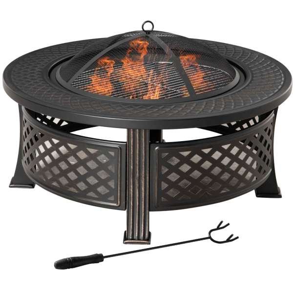 Outsunny Brasero barbecue 2-en-1 – Aspect bronze