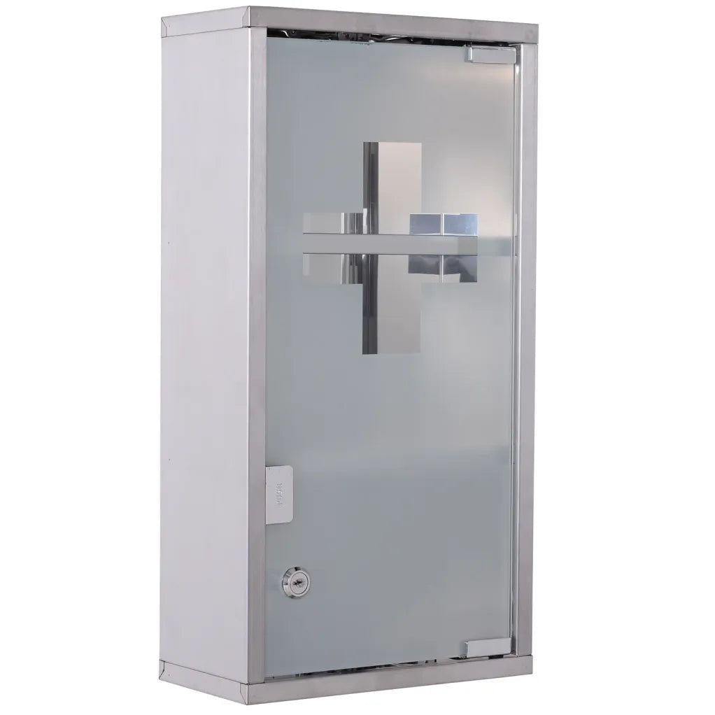 HOMCOM Armoire à pharmacie verrouillable, 3 compartiments, acier inoxydable 1