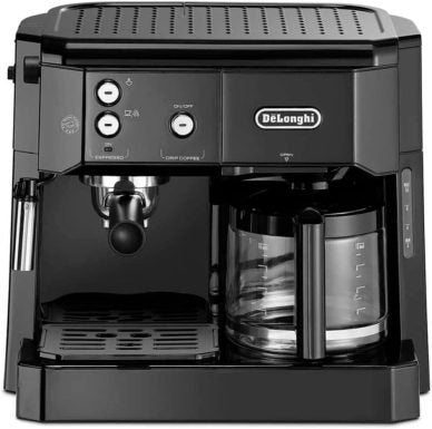 De'Longhi BCO 421.S Machine à café combinée – Porte-filtre espresso et cafetière filtre, buse mousseur à lait, verseuse en verre