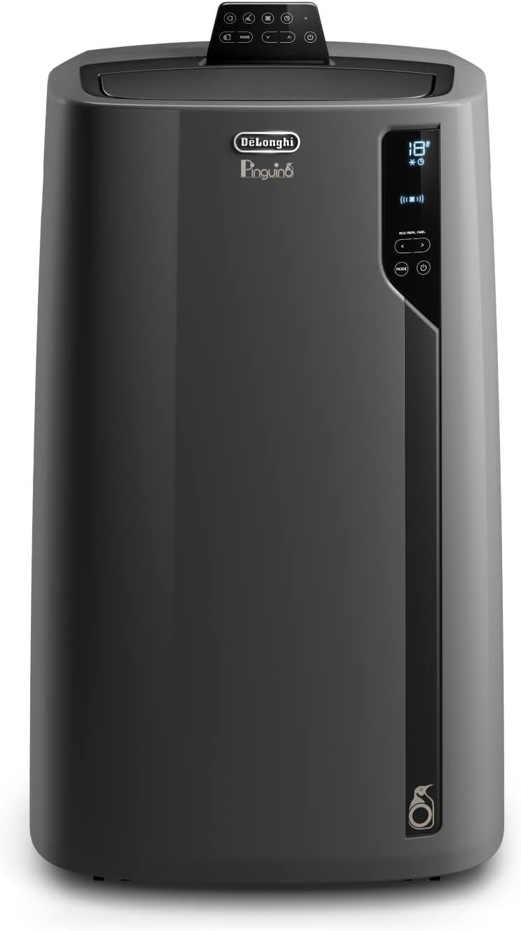 De'Longhi Pinguino PAC EL112 CST Climatiseur mobile avec tuyau d’évacuation – Jusqu’à 110 m³, déshumidificateur, ventilation, minuterie 24 h, noir