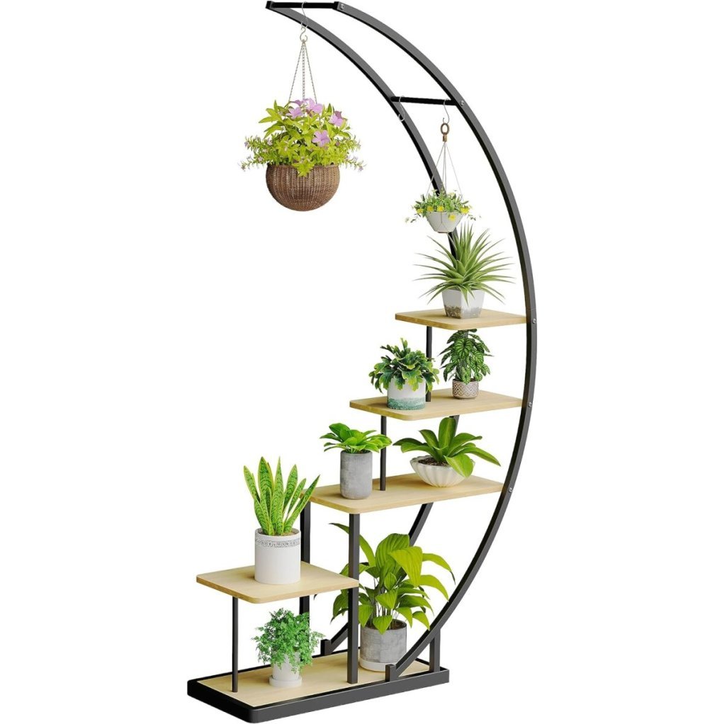 Ribelli Support à plantes en métal à 5 niveaux, forme demi-lune, marron – Article de second choix, comme neuf 1