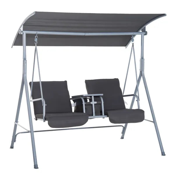 Outsunny Balancelle de jardin 2 places avec toit et porte-gobelets