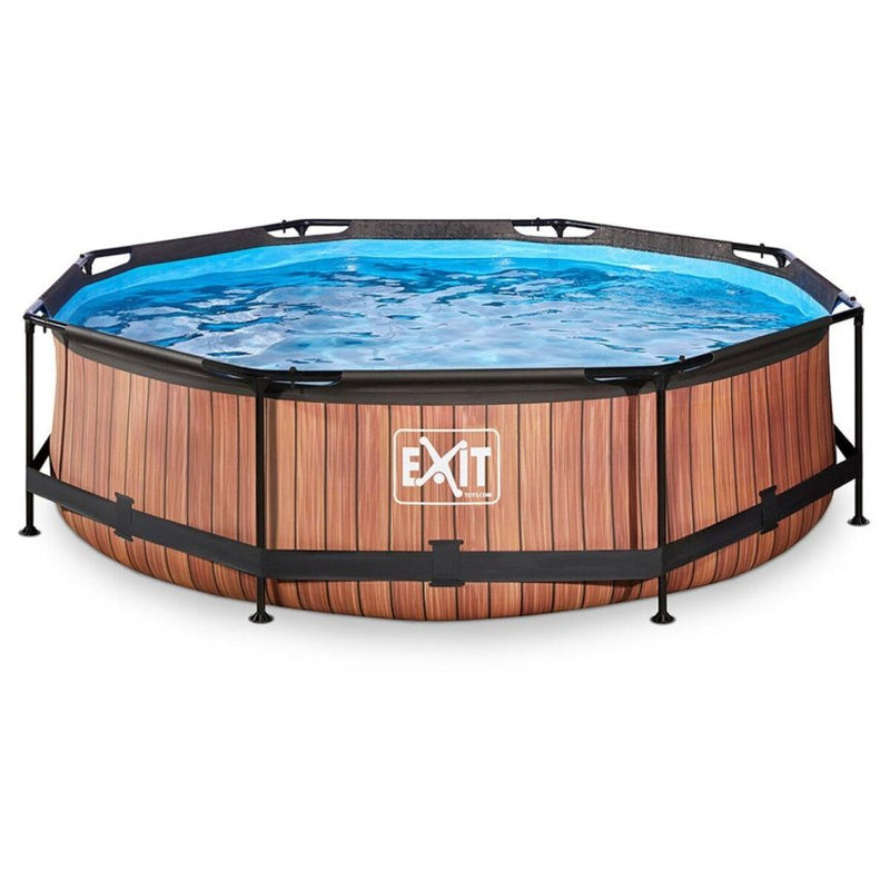 EXIT Toys Wood Pool Piscine tubulaire Ø 300 × 76 cm, marron – Article de second choix, comme neuf