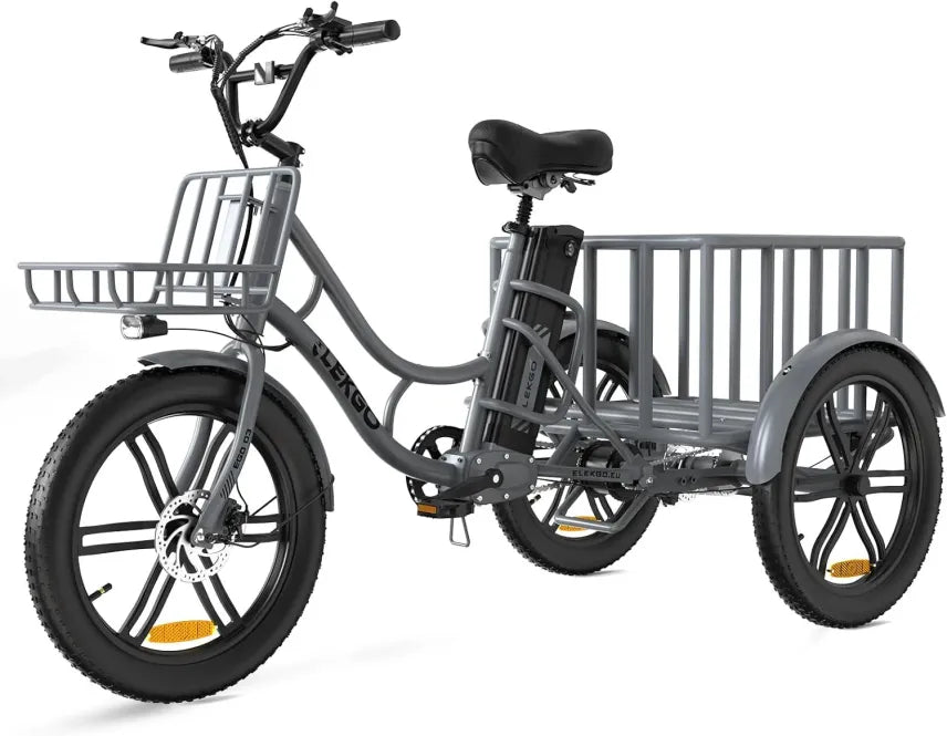 ELEKGo EGO03 Tricycle cargo électrique 500 W, 48 V 18 Ah, écran LCD, pneus 20 × 3,0 pouces
