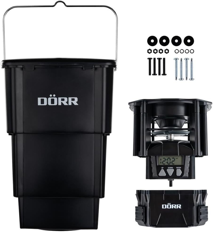 DÖRR Distributeur de nourriture Compact – 4 horaires, pour animaux sauvages et poissons, commande simple, différents aliments, récipient inclus