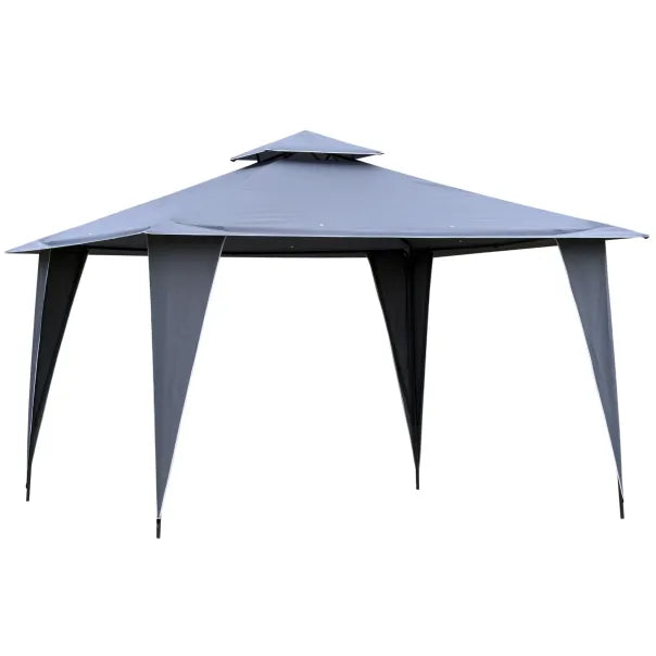 Outsunny Tonnelle 3,45 × 3,45 m avec double toit, grise