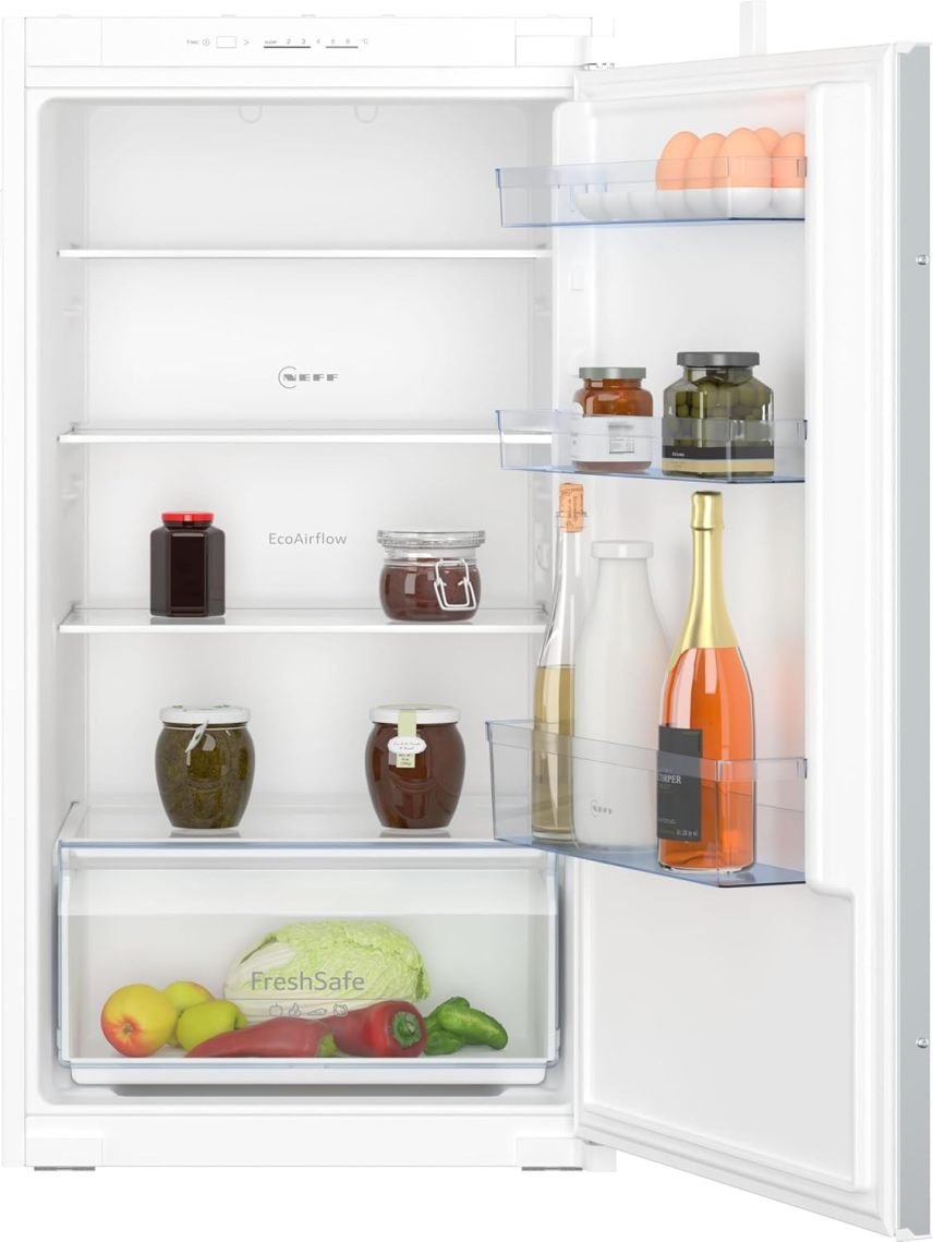 NEFF KI1311SE0 N 30 Réfrigérateur encastrable 102,5 × 56 cm, 165 L, fabriqué en Allemagne, silencieux, clayettes en verre de sécurité, tiroir FreshSafe, Eco Air Flow