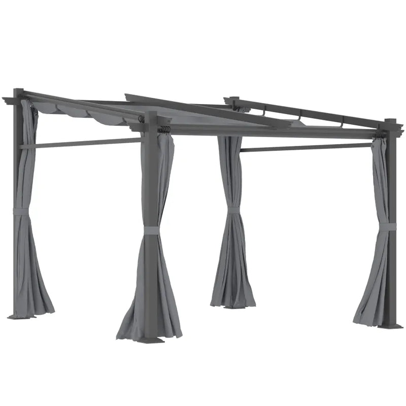 Outsunny Pergola avec toit rétractable et système à corde